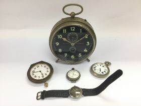 A Goliath repeater alarm clock, wristwatch, pocket