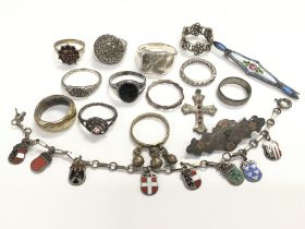 A mixed collection of silver, along with rings & o
