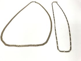 Two 9ct gold chains of different design. Total wei