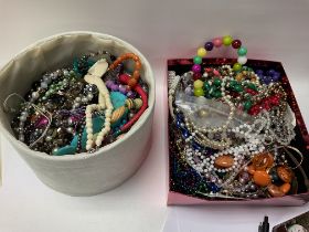 A large collection of costume jewellery containing