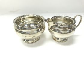 A silver bowl and jug with Birmingham 1924 hallmar