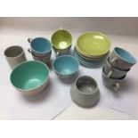 A box of mixed ceramics including mainly Poole exa