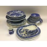 A collection of blue and white ceramics. Shipping