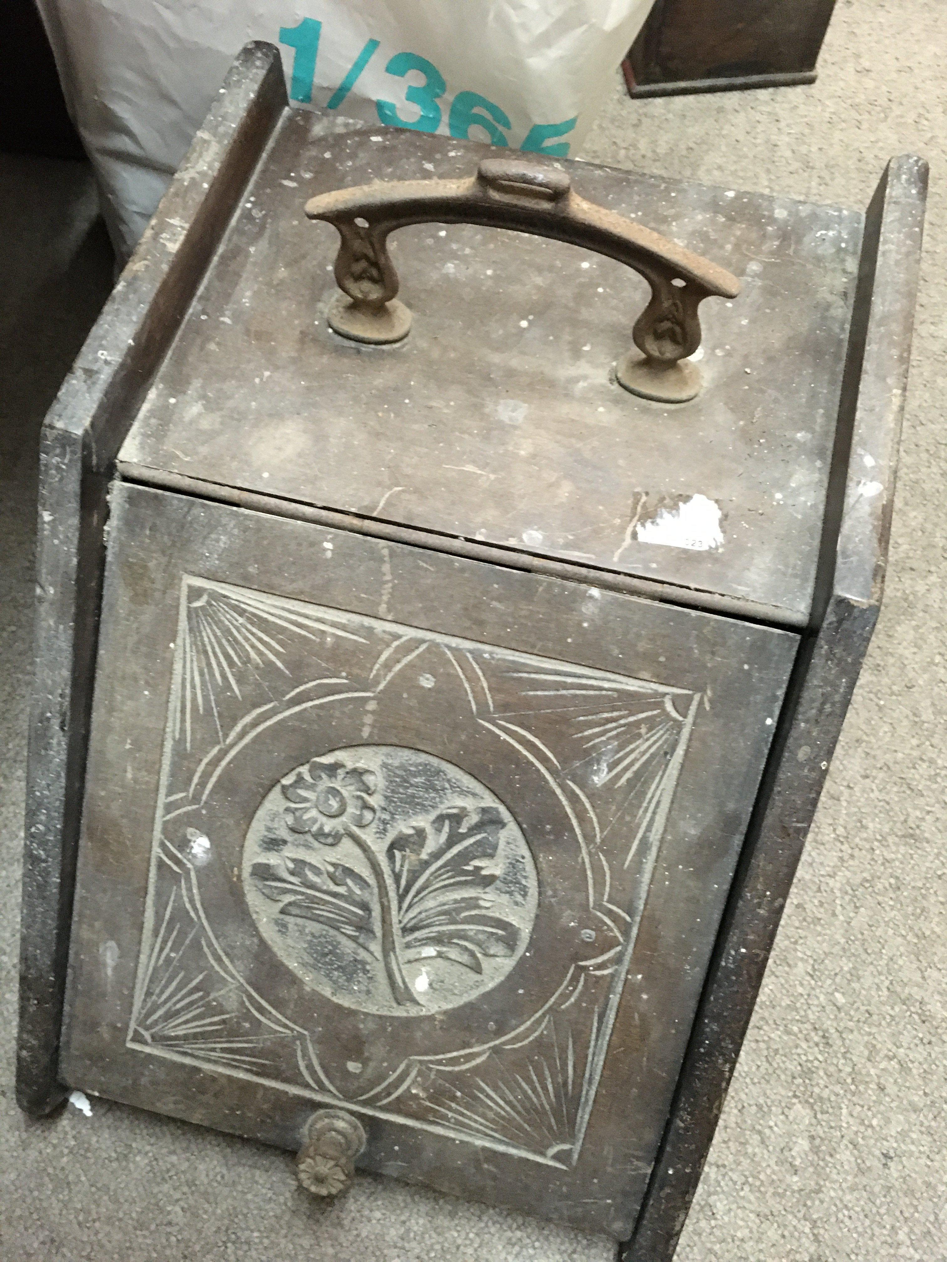 A Coal scuttle box & Salter spring balance scale. - Image 2 of 4