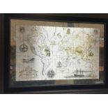 Two Royal Geographical Society framed silver maps