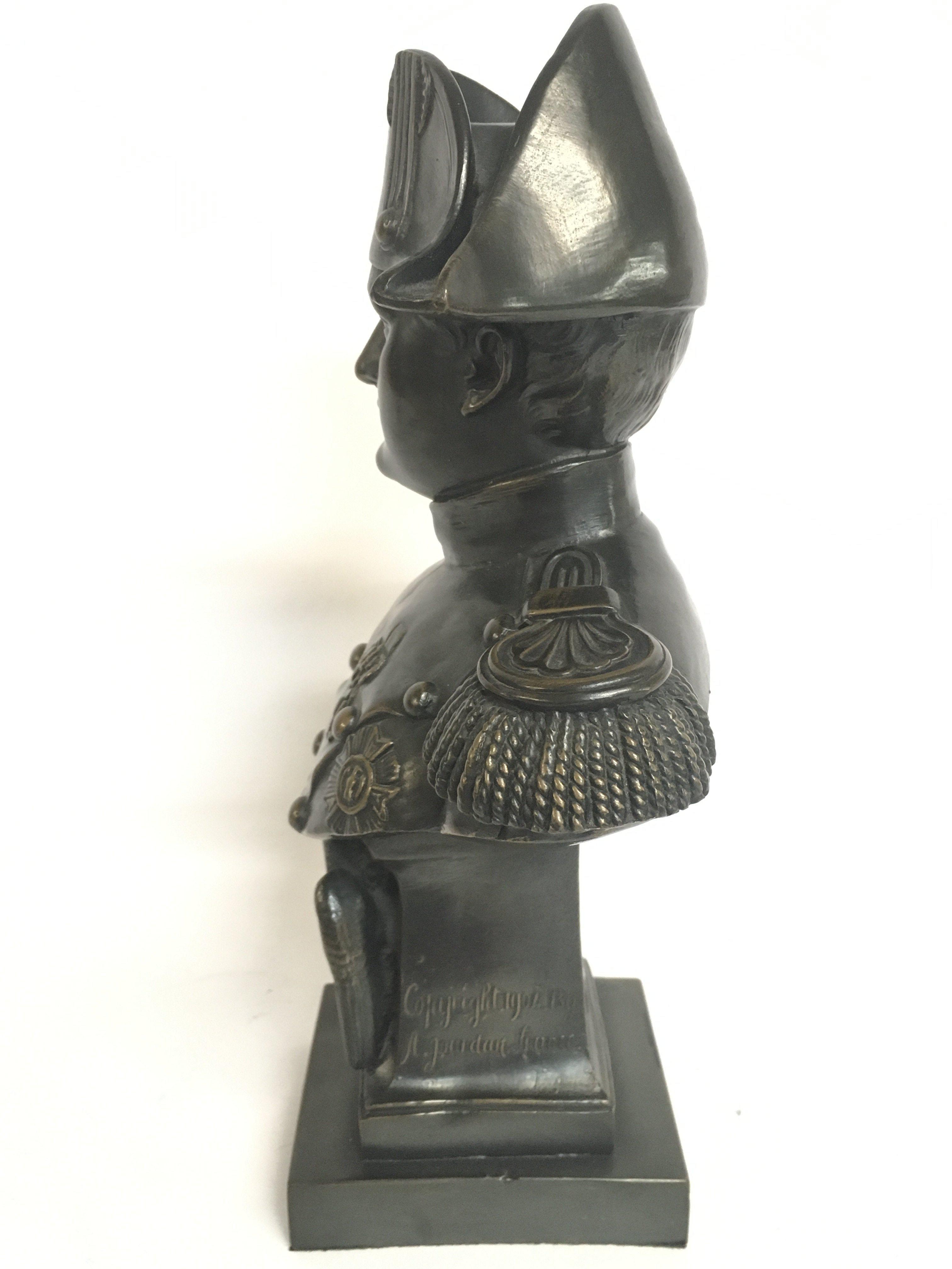 A French Napoleon metal covered resin bust by A. J - Image 3 of 5