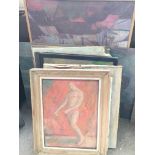 A collection of Oil on canvas paintings by A.H Palmer including abstract, portraits, still life etc.