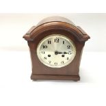 A mahogany mantle clock in need of repair. 28cm by 23cm