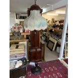 A 1940s mahogany reeded column standard lamp. NO R