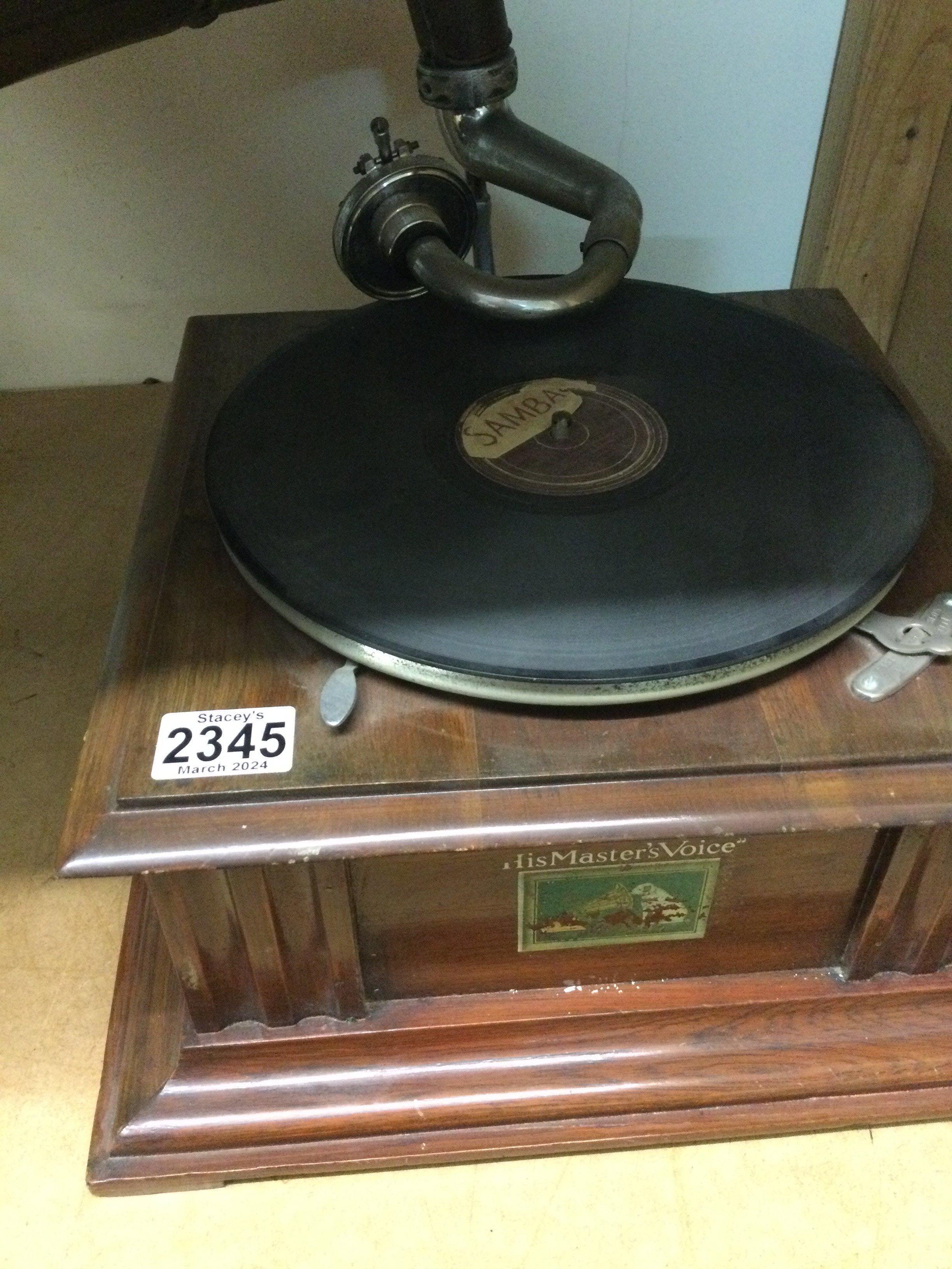 A HMV gramophone with brass Horn. NO RESERVE - Image 2 of 4