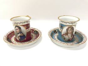 A limoges porcelain cabinet cup and saucers set fe