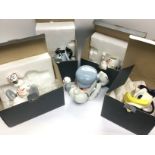 A collection of boxed Paul Cardew character teapot