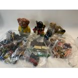 A collection of vintage childrens toys mostly playworn to include Mickey Mouse Puppet etc.
