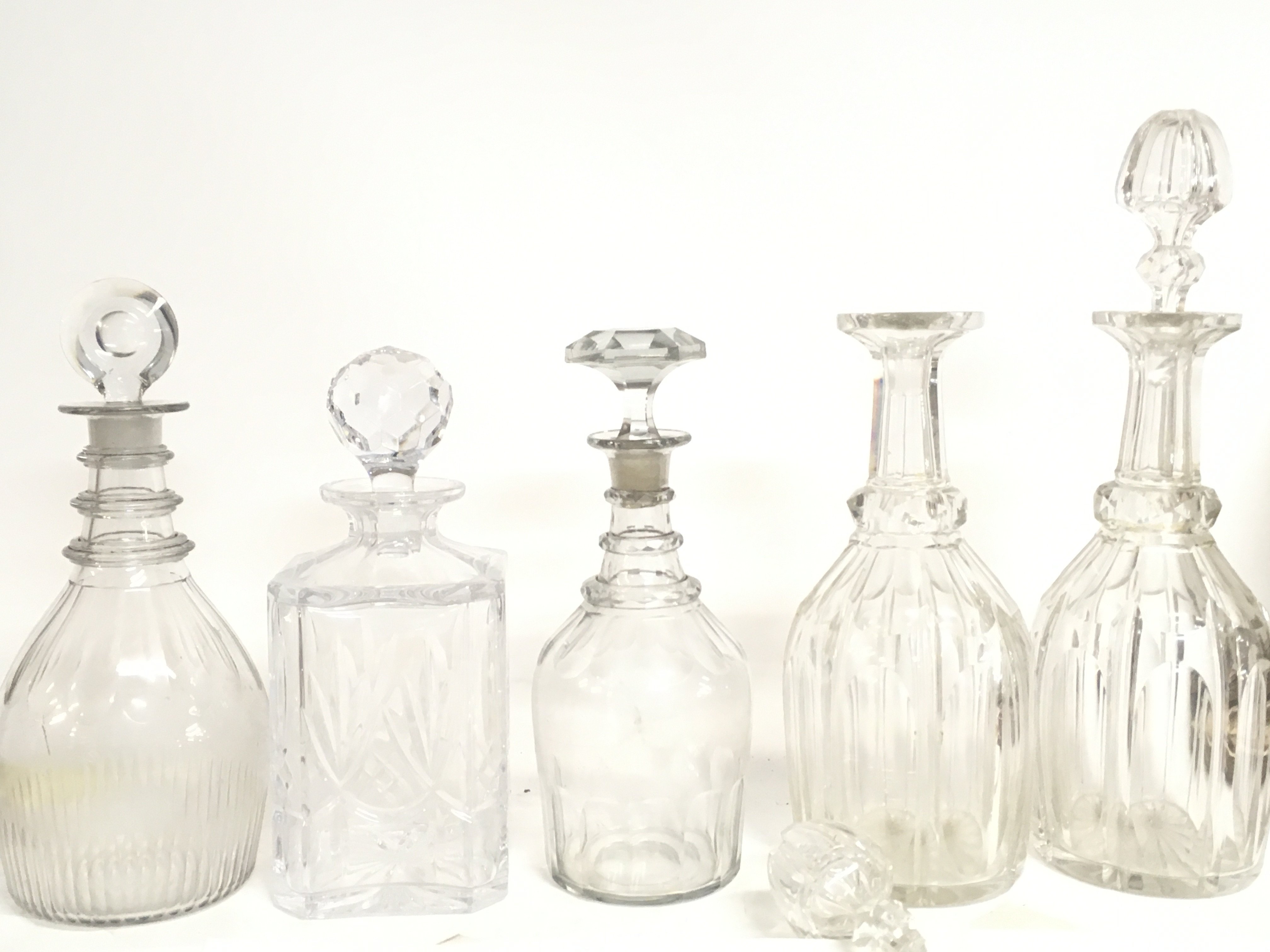 A collection of glass decanters. This lot cannot b