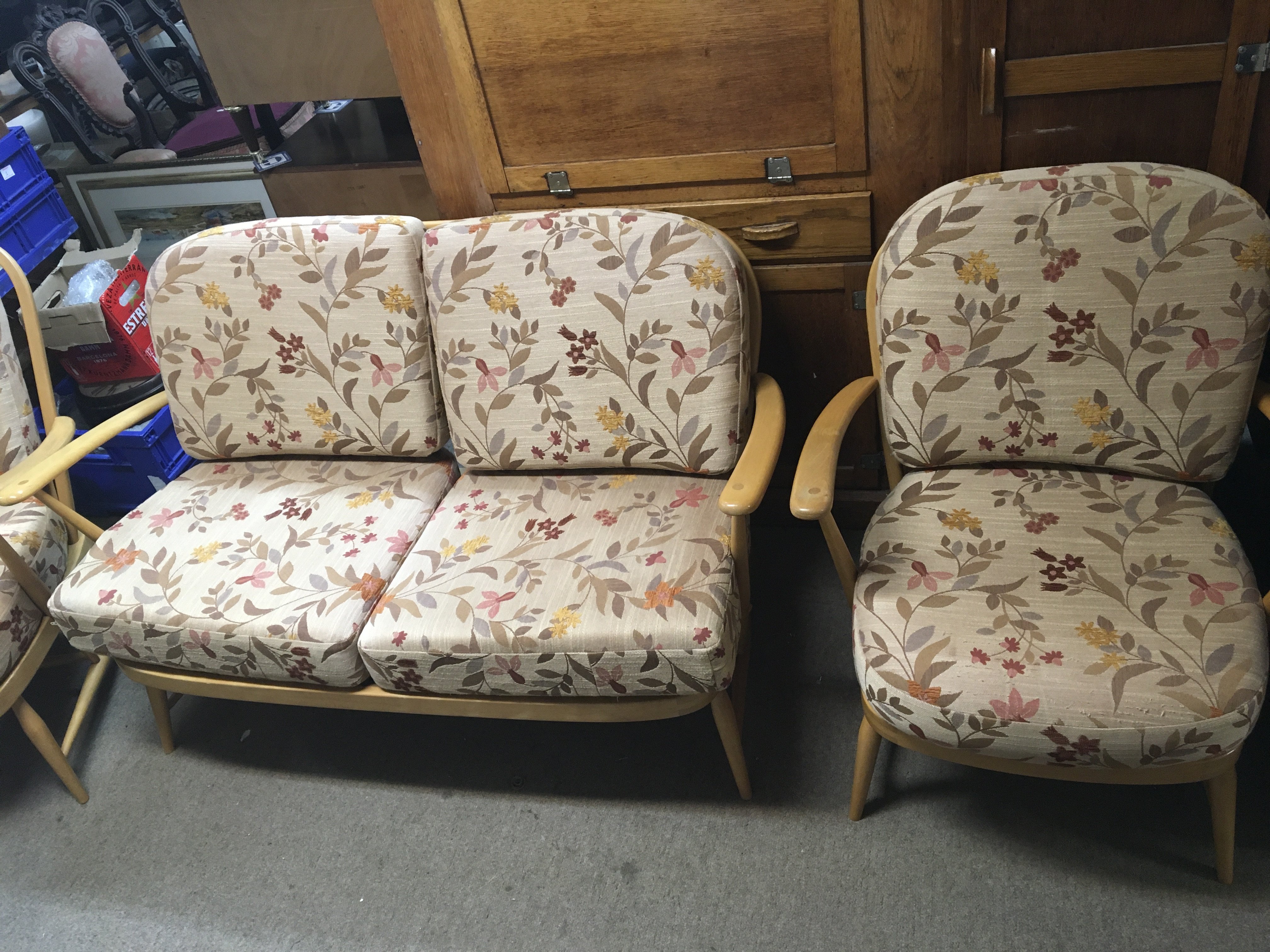 A mid 20th century blonde Ercol three piece suite - Image 2 of 3