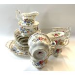 A Royal Albert Jubilee Rose 6 setting tea set. (D)