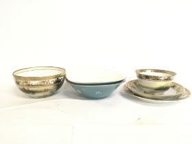 Noritake trio, bowl and two other bowls. No obviou