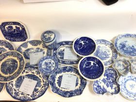 A large collection of assorted blue and white incl