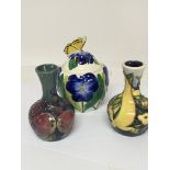 Two small Moorcroft vases Hight 11cm and a Minton