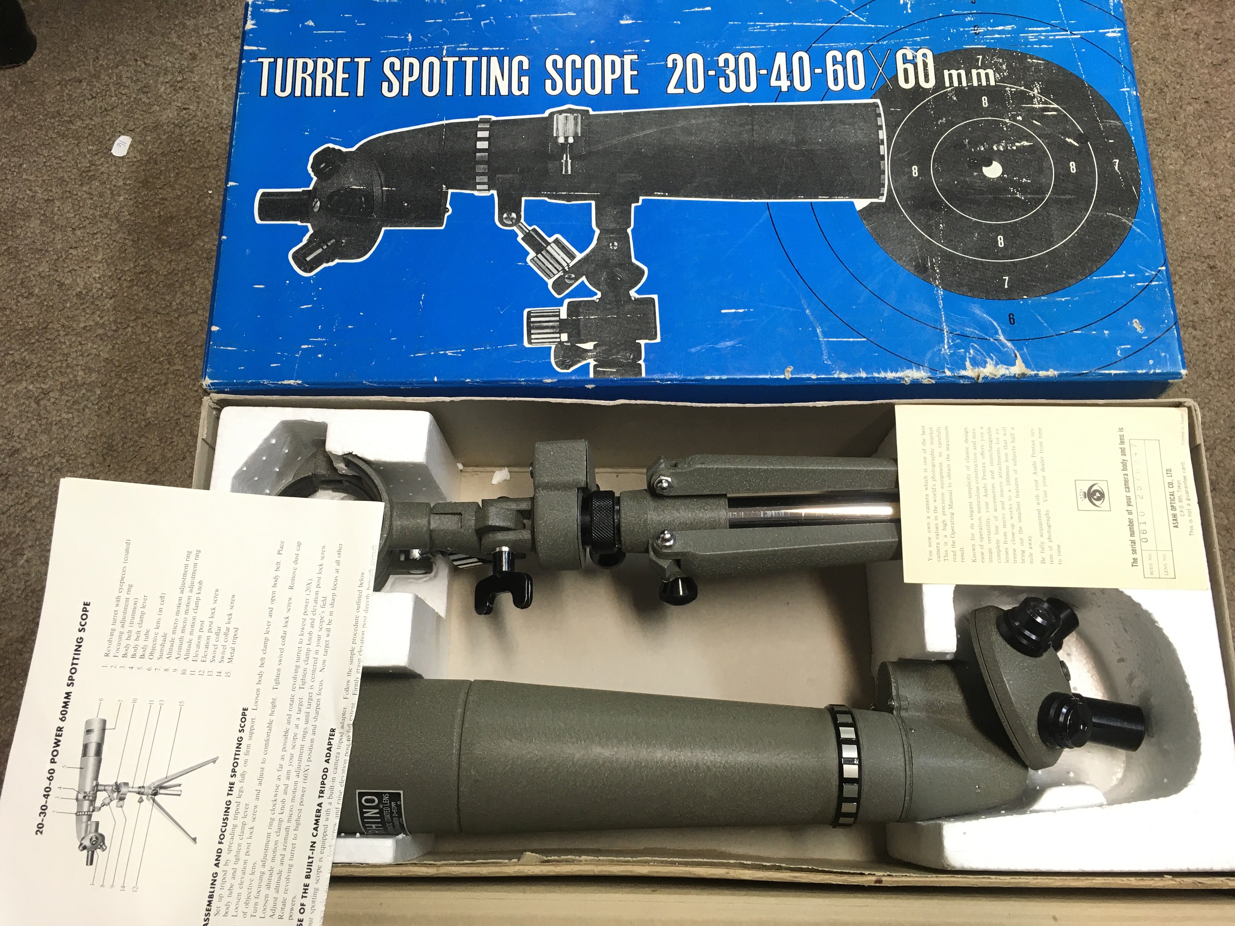 A boxed vintage turret sporting scope 20-30-40-60x