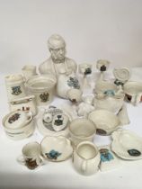 A collection of Goss china a Parian bust and a collection of Masons and other boxed collectors