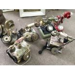 A collection of vintage telephones including marble examples. This lot cannot be posted