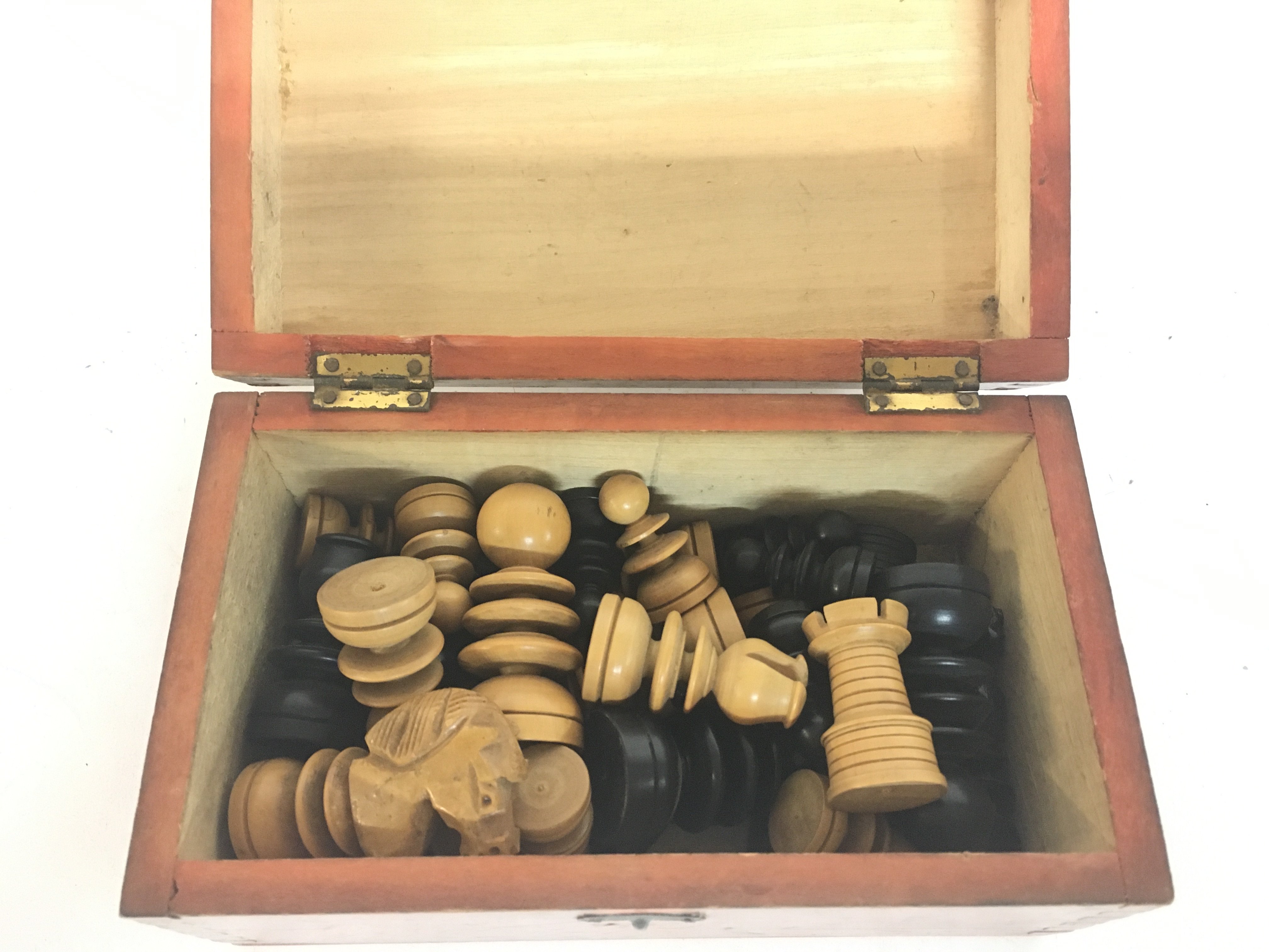 A vintage wooden Chess set, postage category B