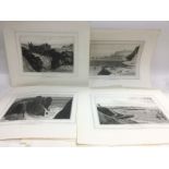 A collection of 16 monochrome prints of Scottish coastal views. Shipping category B.