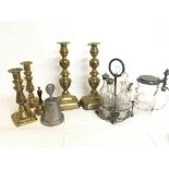 Bronze candlesticks, bells, and a Benetfink & Co s