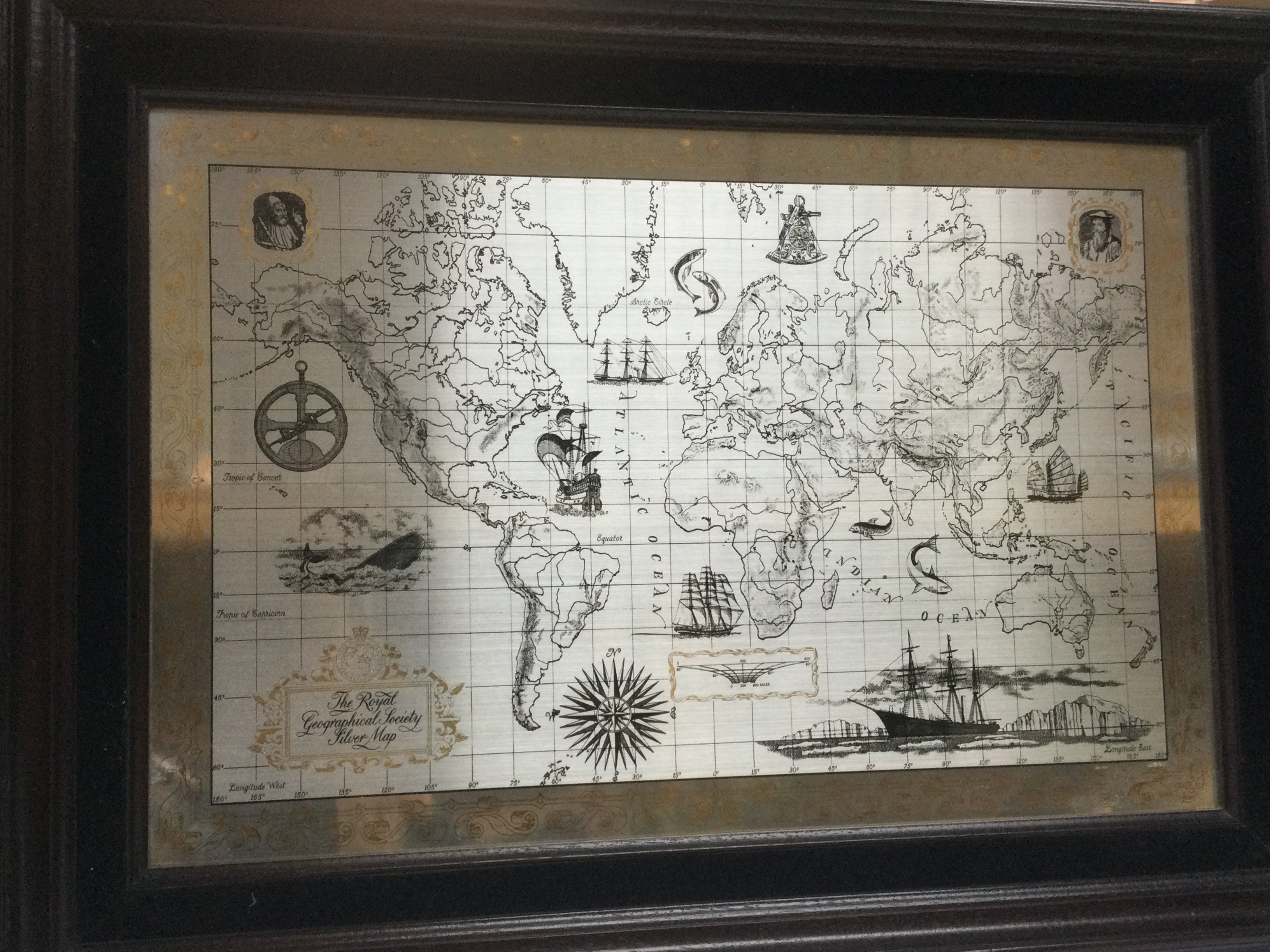 Two Royal Geographical Society framed silver maps - Image 3 of 3