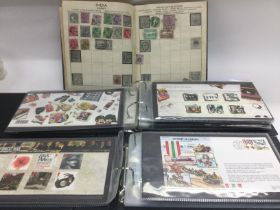 A collection of stamps including some presentation packs, first day covers and stamp albums