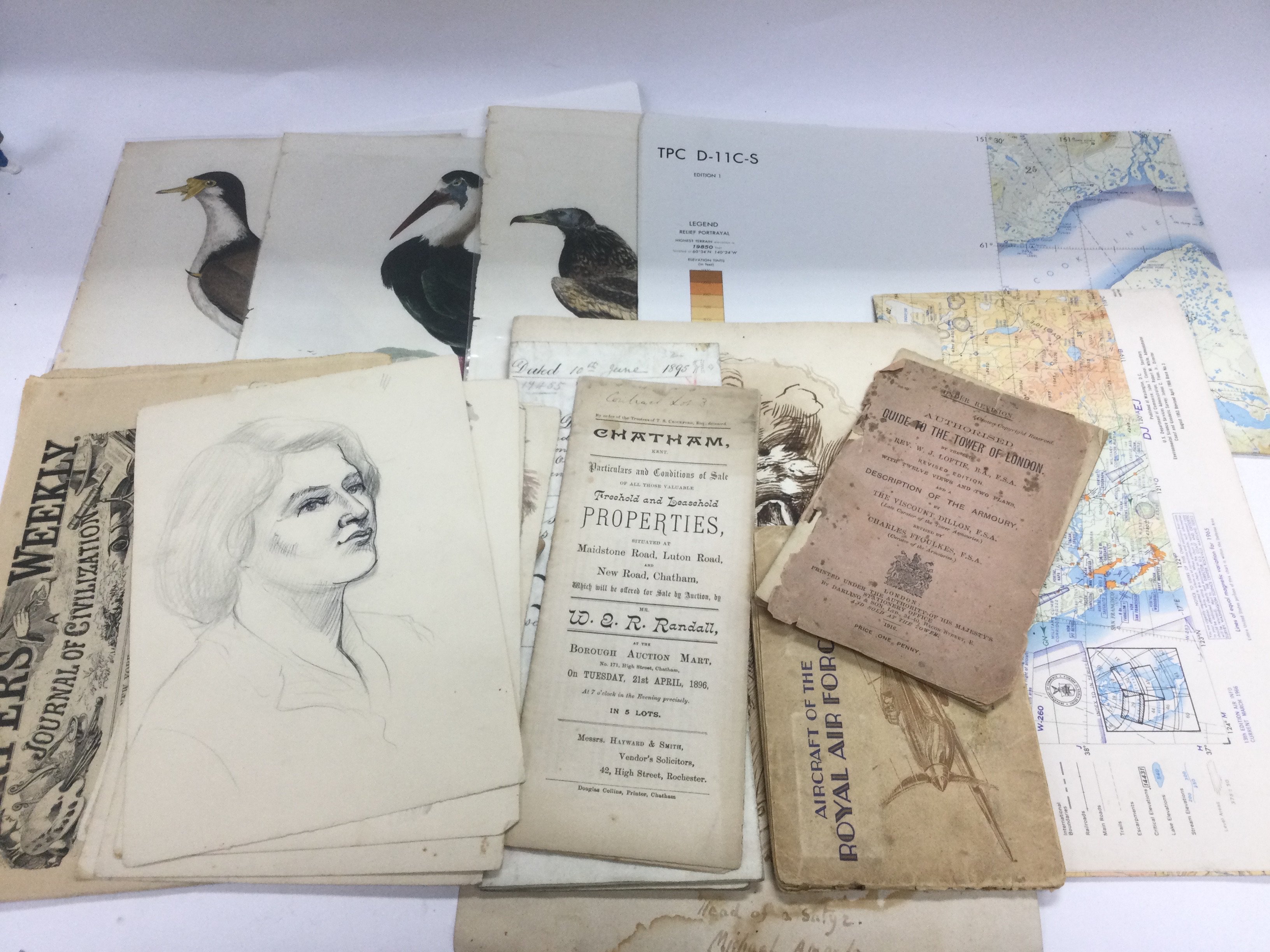 A box of old books, maps and other ephemera. Shipp