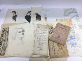 A box of old books, maps and other ephemera. Shipp