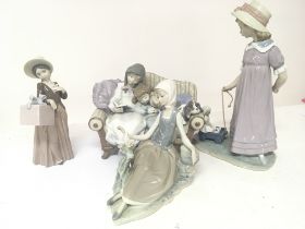 A Lladro figure group of children and a dog on a s