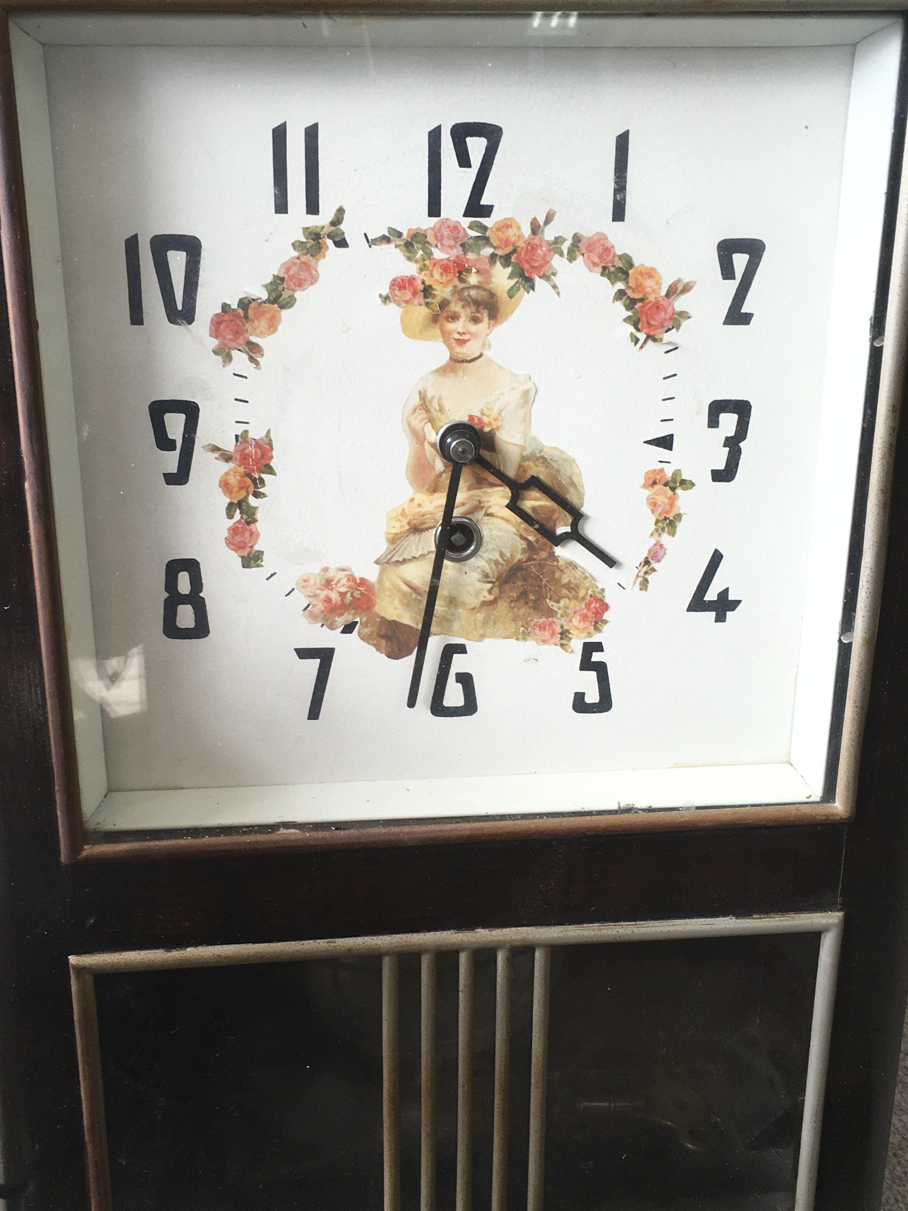 A collection of vintage items including a modern wall clock with art nouveau style design, bronze - Image 2 of 5