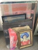 A collection of Oil on canvas paintings by A.H Palmer including abstract, portraits etc. This lot