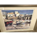 A limited edition print of harbour in st Ives by N