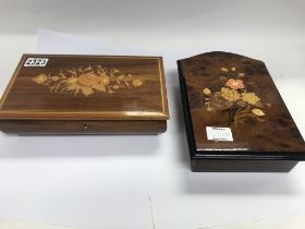 Two modern marquetry boxes.