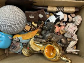 A Box Containing oddments including plastic Figure