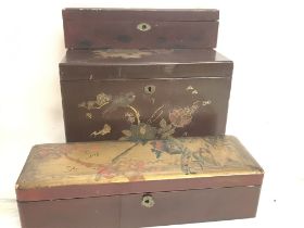 A 19th century Chinese lacquered box with key and