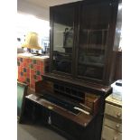 A large Edwardian secretaire, missing pelmet. Heig