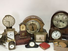 A collection of clocks Edwardian mantel clock an A