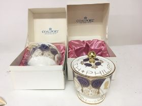 Two limited edition Coalport porcelain Royal Silve