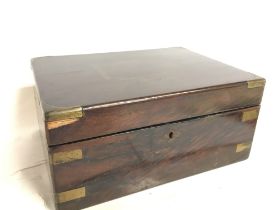 A mahogany writing box, with inlaid design. Dimens