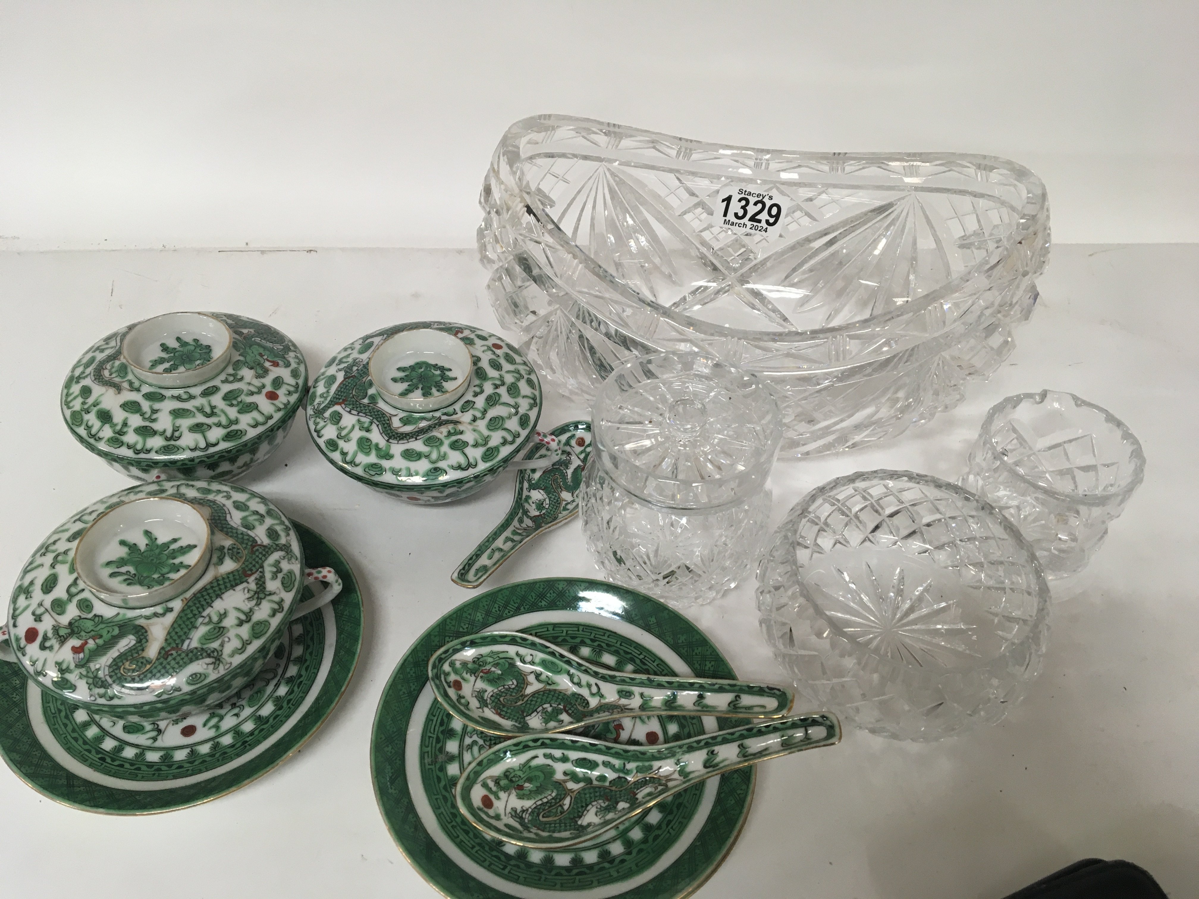 A collection of cut glass and 20th century Chinese