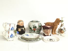 A collection of porcelain including a Beswick dog