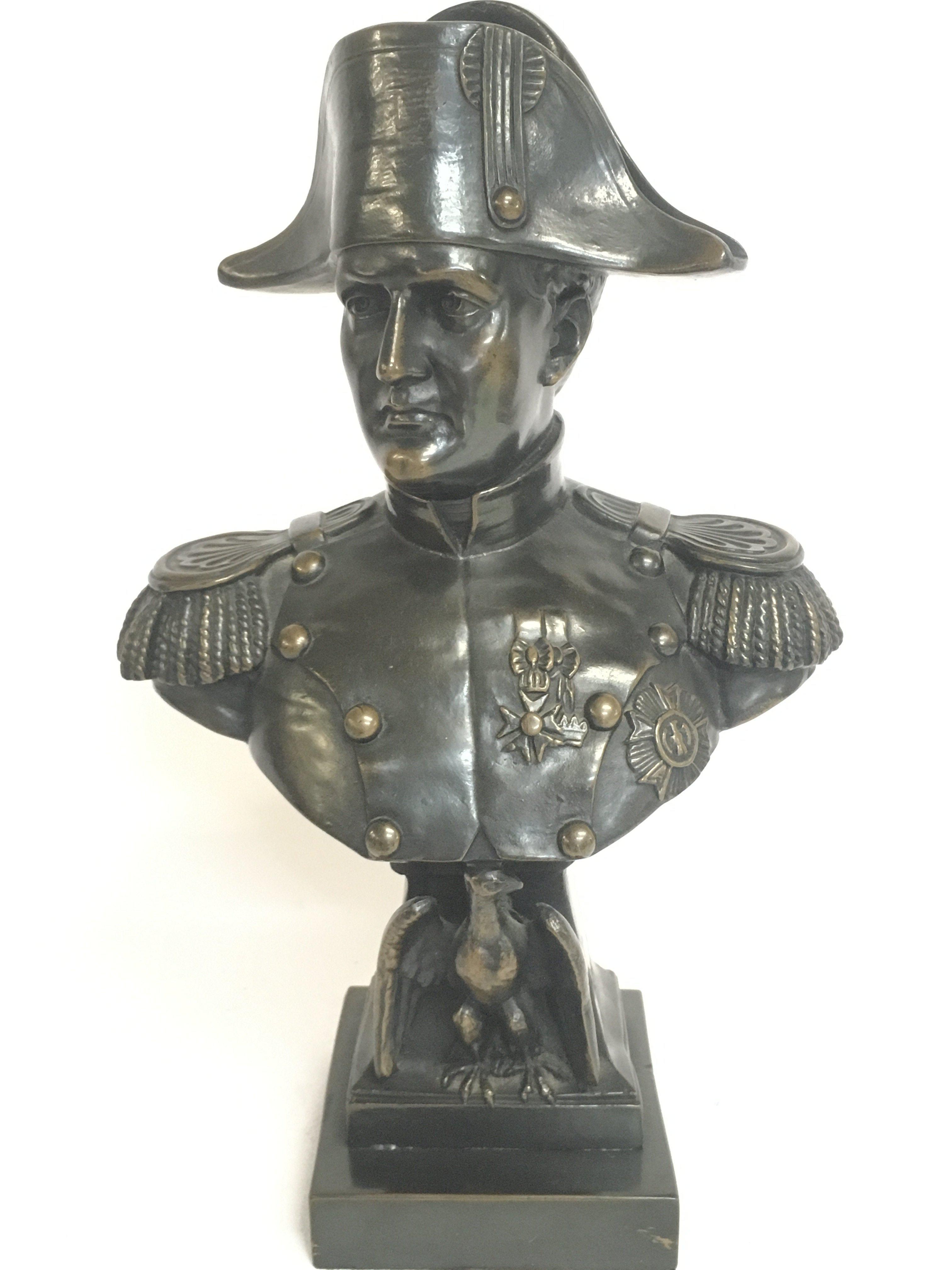 A French Napoleon metal covered resin bust by A. J