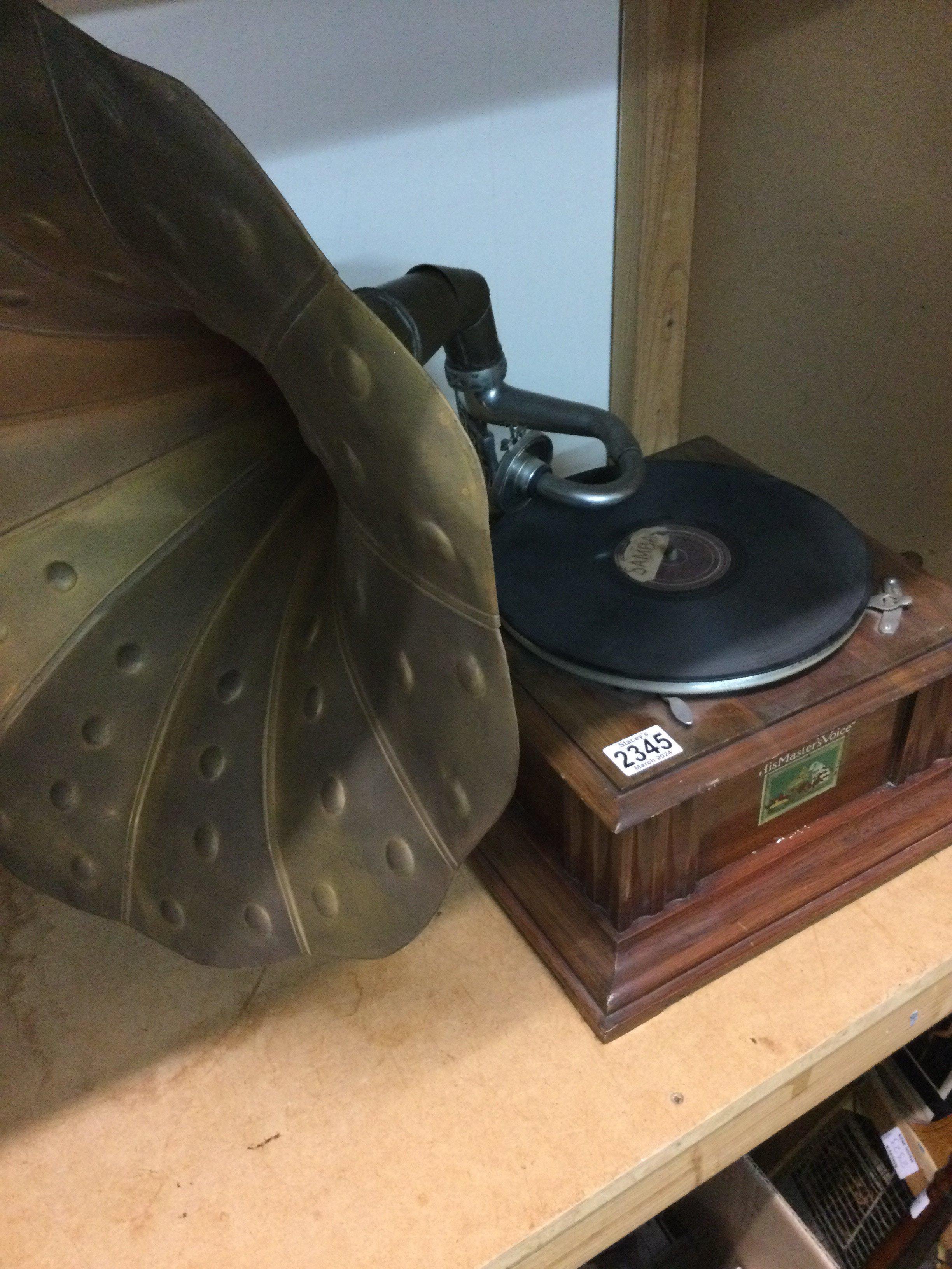 A HMV gramophone with brass Horn. NO RESERVE