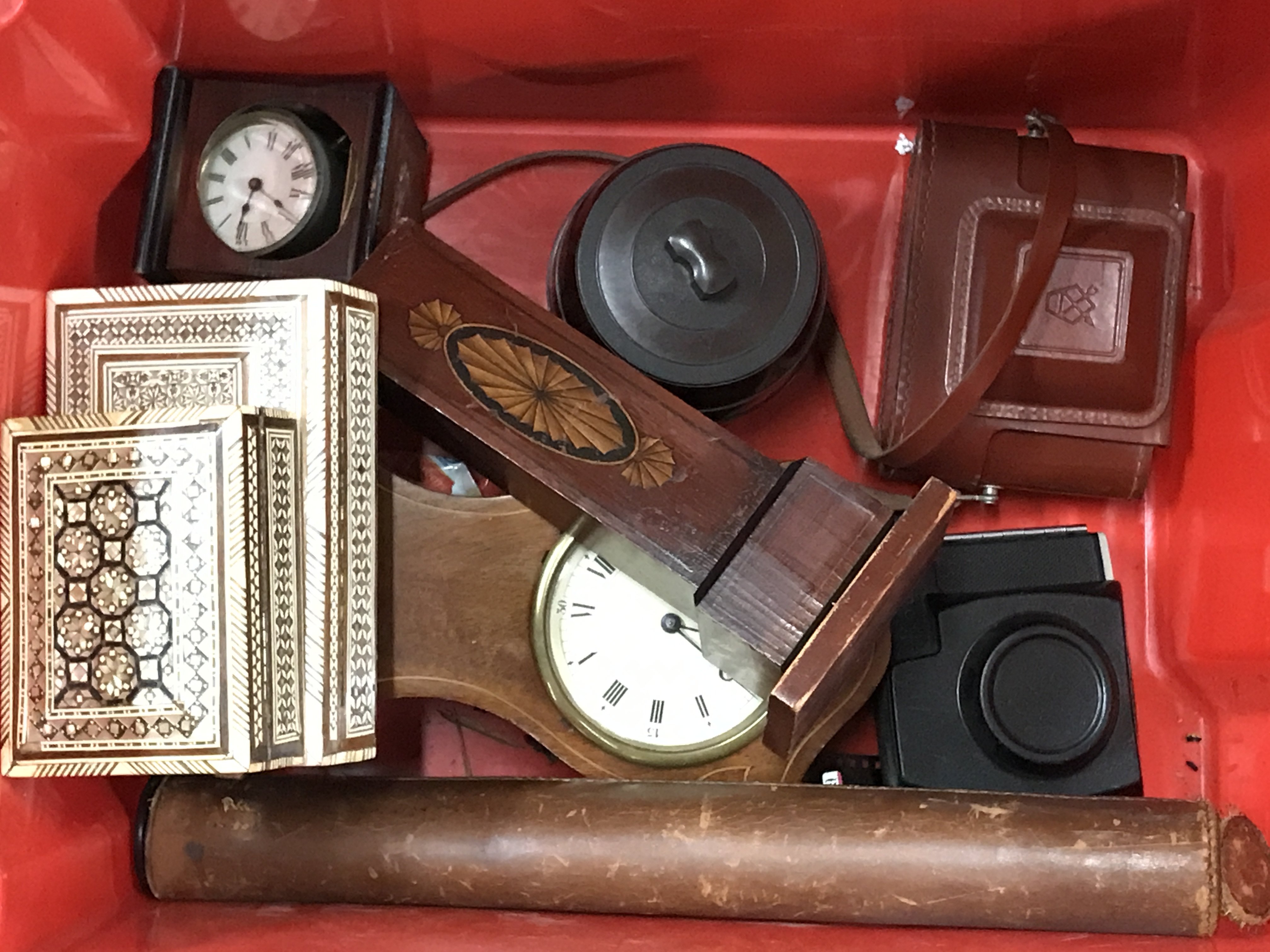 A Collection of items including a mahogany mantle