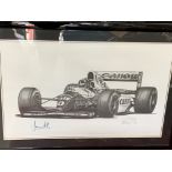 Peter Ratcliffe pencil signed Formula 1limited edition print, additional signature from Damon